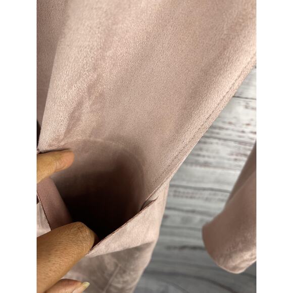 Tahari Jacket Womens Small Pink Faux Leather Lace Trim Open Front Coatigan - Picture 5 of 10